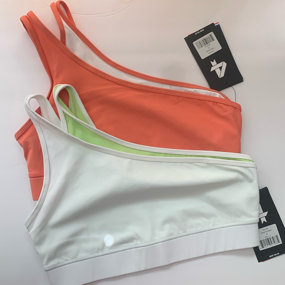 NWT! Fourlaps one shoulder med sports bras bundle of 2!